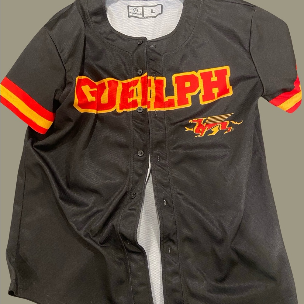 University of Guelph Black and Red Baseball Jersey
